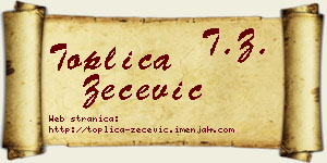 Toplica Zečević vizit kartica